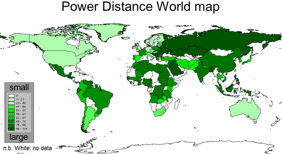  Example of how contries across the world are aware and accepting of the power distance between individuals. Source *2: https://geerthofstede.com/culture-geert-hofstede-gert-jan-hofstede/6d-model-of-national-culture/ 